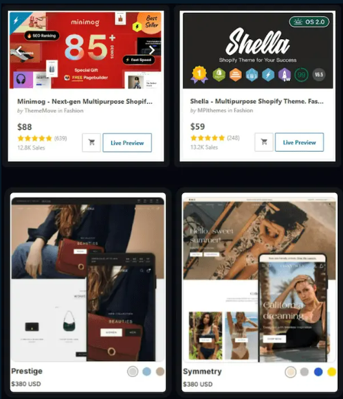 Get 500+ Premium Shopify Themes